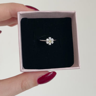 anello con margherita piccola argento e zirconi argento 