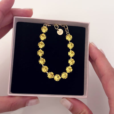 video packaging bracciale con cristalli gialli 
