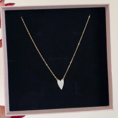 collana con ciondolo cuore in pavé di zirconi argento 