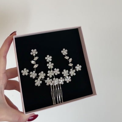 pettinino da sposa grande con fiori di swarovski 