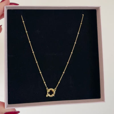 collana con catenina di perline oro e moschettone da personalizzare con pendenti 