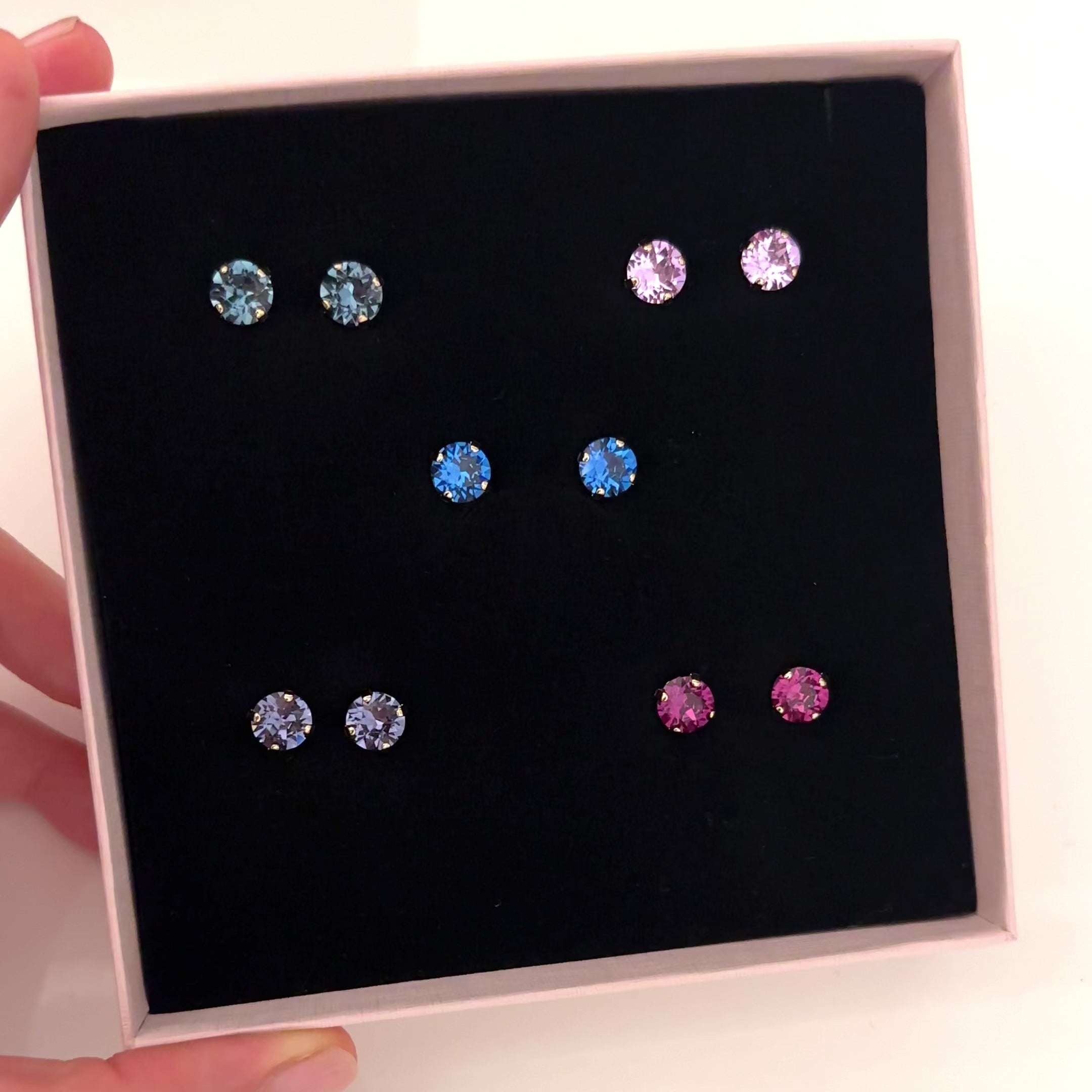 set di 5 punti luce colorati in scatola rosa packaging luminosi 