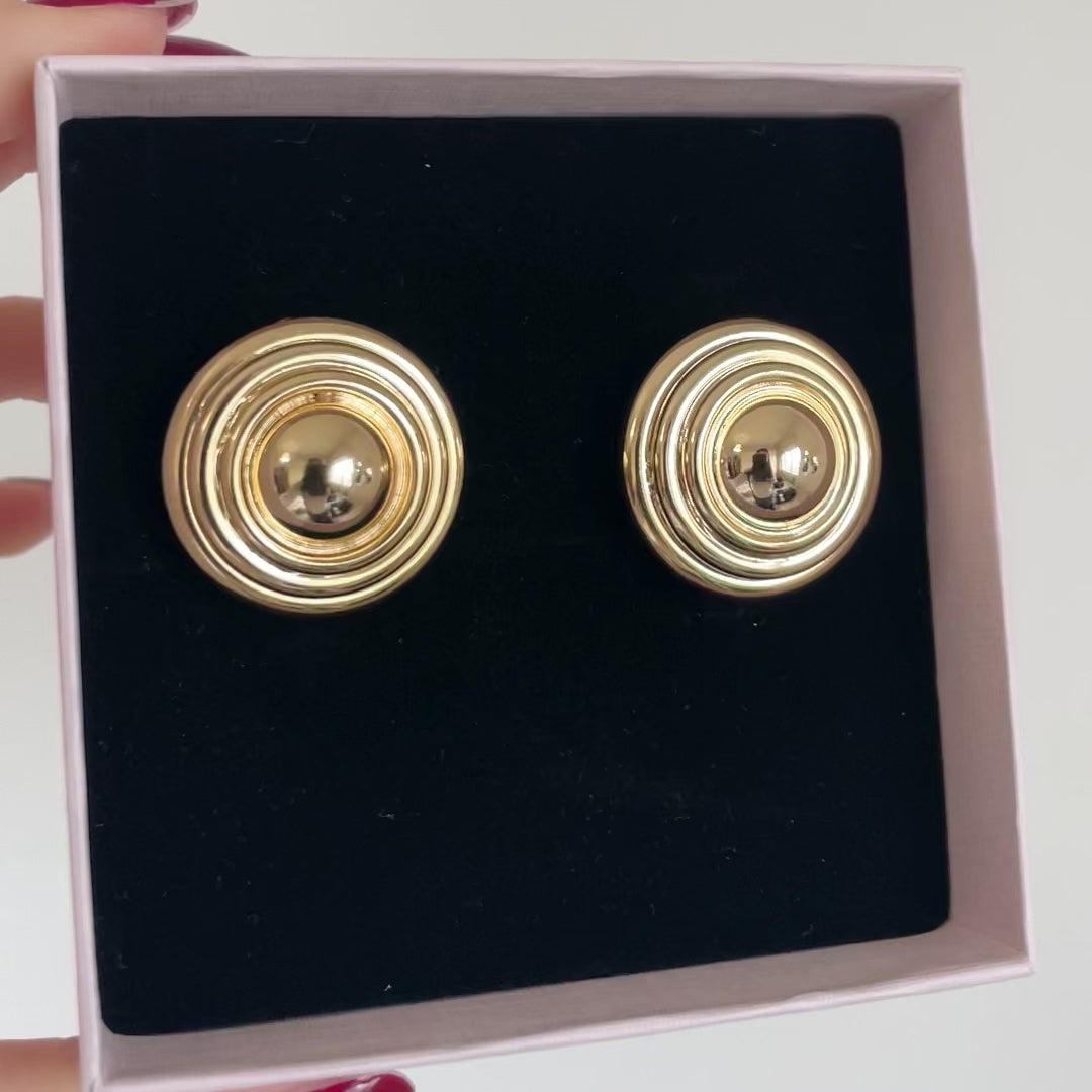 orecchini a bottone oro effetto vintage bombati
