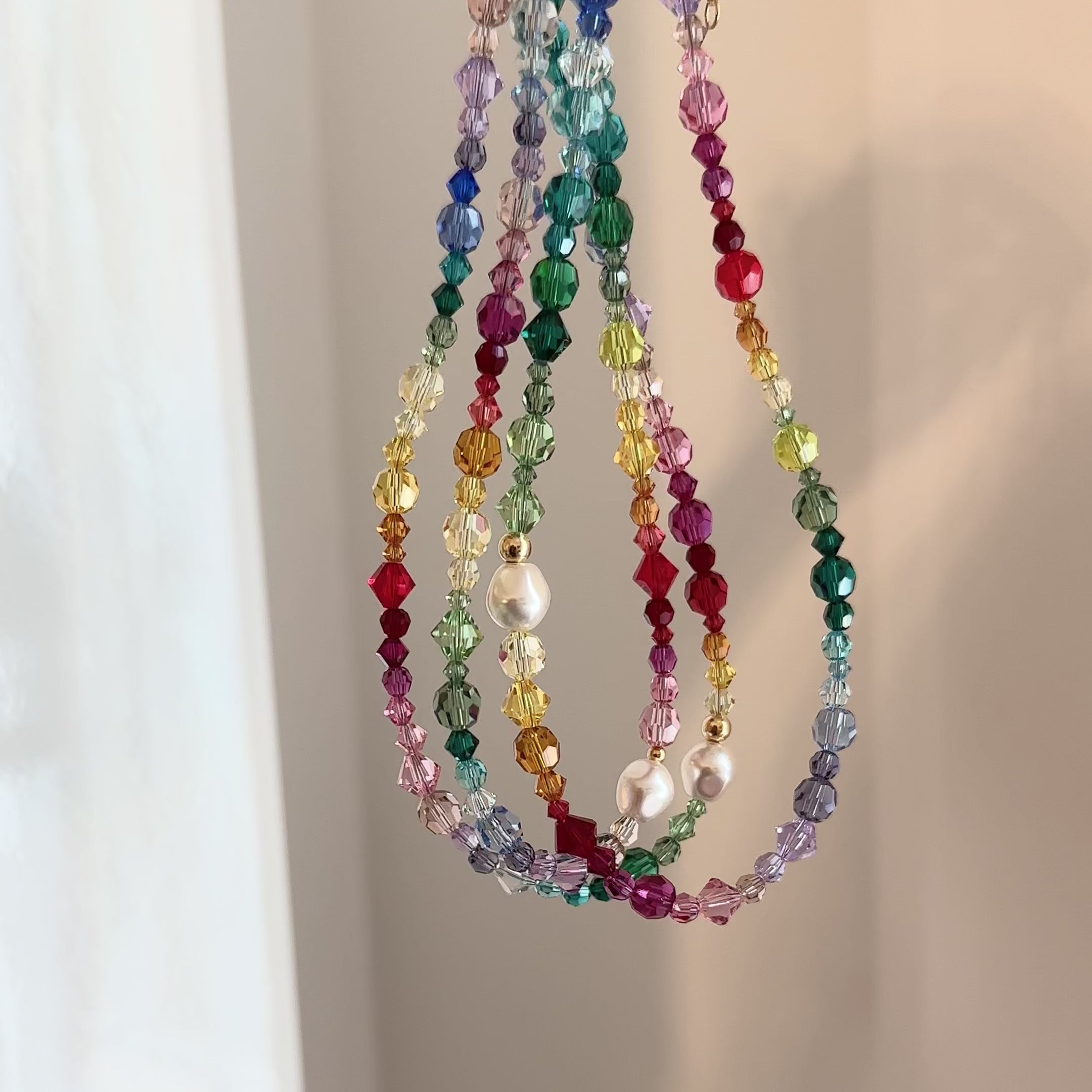 collanina di perle colorate girocollo con corallini swarovski anni 90