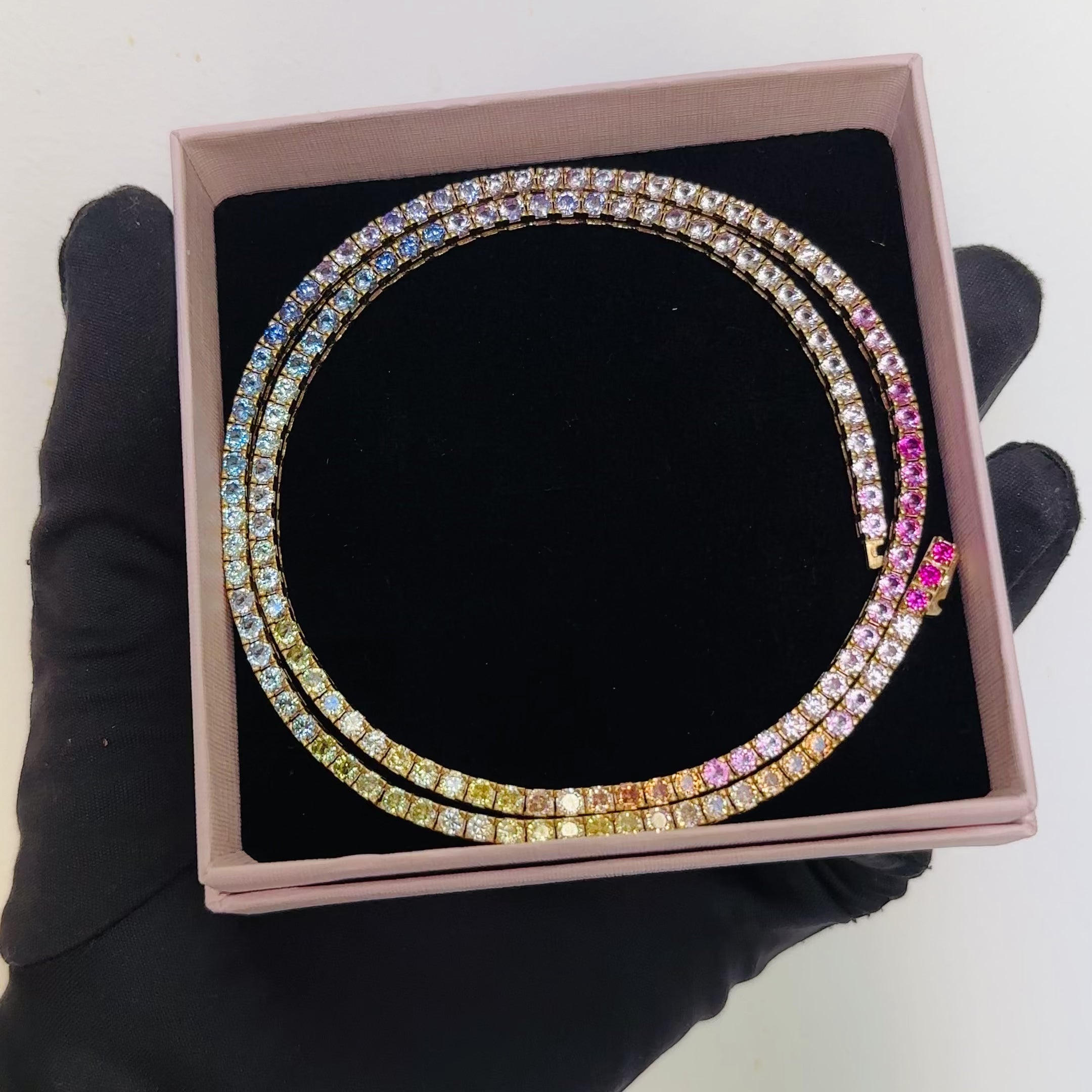 collana tennis arcobaleno in argento 925 e zirconi colorati