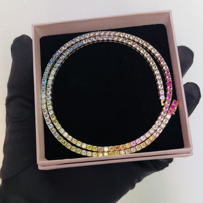 collana tennis arcobaleno in argento 925 e zirconi colorati