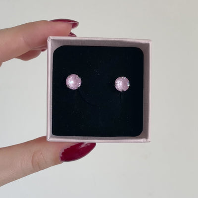 orecchini a lobo punto luce rosa in swarovski 