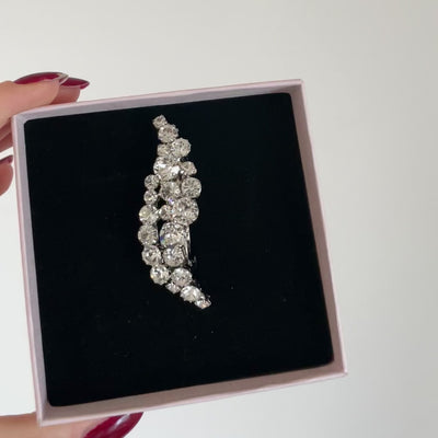 fermaglio per capelli da sposa a forma di foglia tempestato di cristalli swarovski 