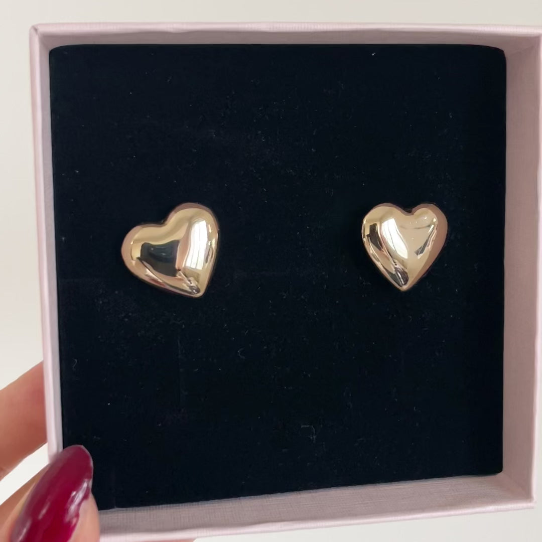 orecchini cuore a lobo con bombatura in oro