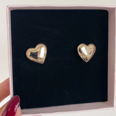 orecchini cuore a lobo con bombatura in oro