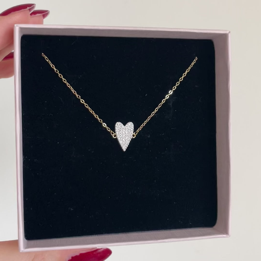 bracciale con ciondolo cuore in pavé di zirconi argento