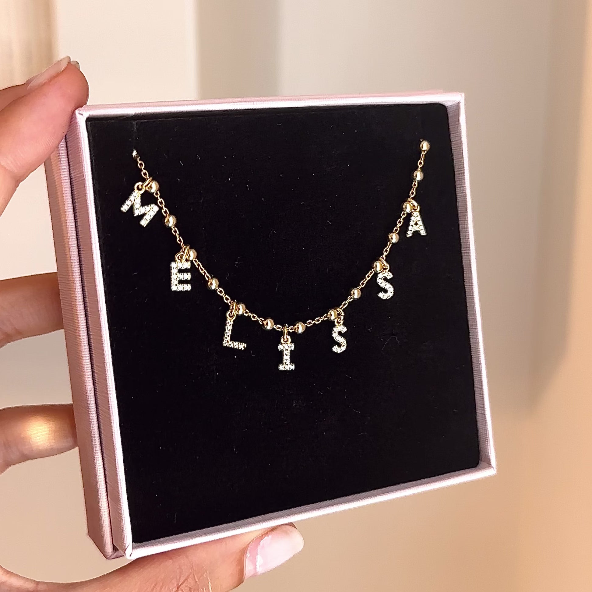 collana nome zirconi argento 925 dorato