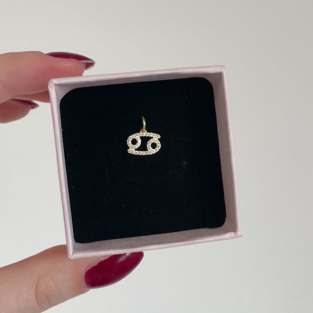 ciondolo del segno zodiacale  con zirconi e rifiniture oro