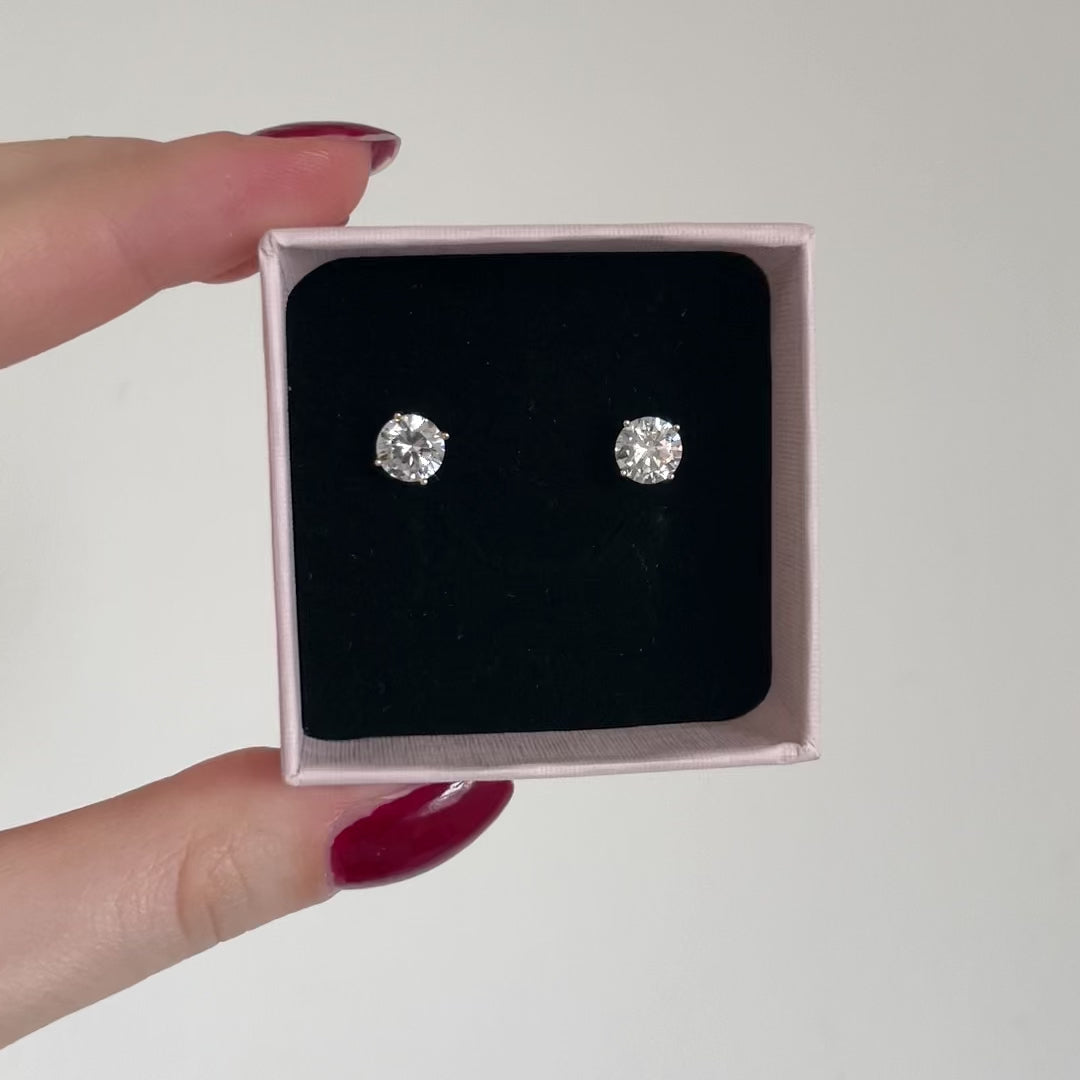 orecchini punti luce swarovski minimal e luminosi in packaging