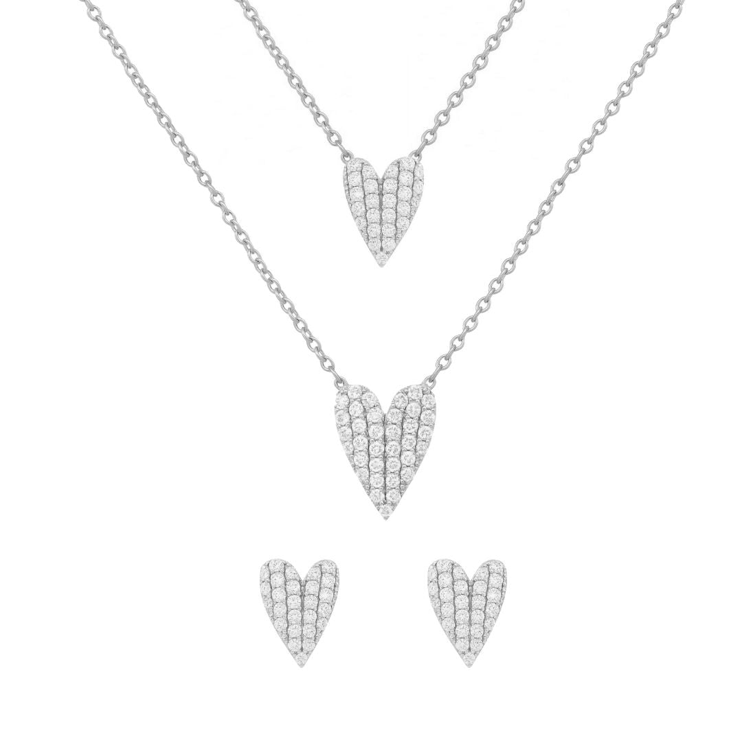 set di collana e orecchini a forma di cuore indossate da barbara uomini e donne