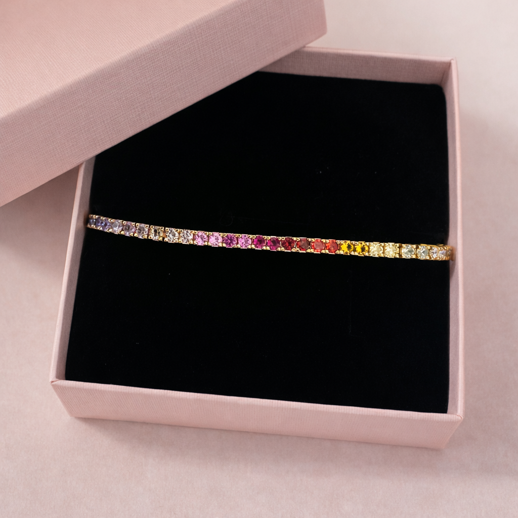 tennis arcobaleno in argento 925