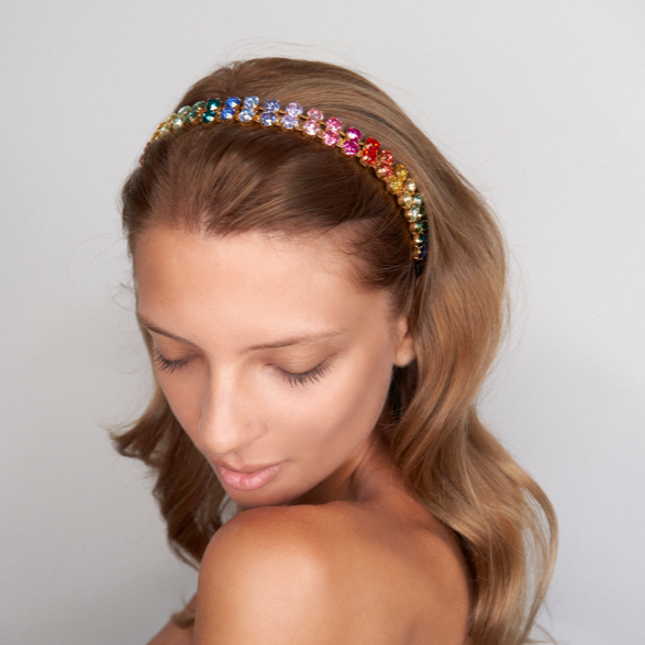 Cerchietto Con Strass Arcobaleno: L'accessorio Brillante Per Matrimoni E Feste (bianco)